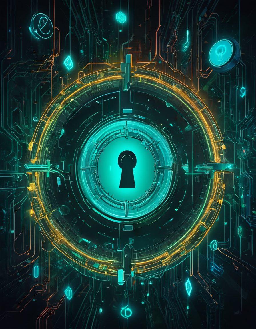 A mysterious digital landscape featuring a glowing key unlocking a massive secure vault, symbolizing safe and anonymous browsing. Surround the vault with shadowy figures connecting through a web of colorful digital proxies. Include elements like symbols of privacy, lock icons, and flowing data streams in the background. The atmosphere should be intriguing with deep blues and striking greens representing the digital realm. digital art. vibrant colors. cyberpunk style.